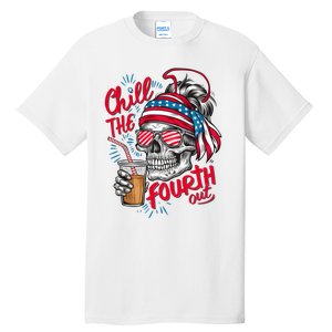 Chill The Fourth Out Patriotic Skull 4th Of July Tall T-Shirt