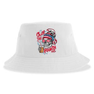 Chill The Fourth Out Patriotic Skull 4th Of July Sustainable Bucket Hat