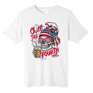 Chill The Fourth Out Patriotic Skull 4th Of July Tall Fusion ChromaSoft Performance T-Shirt