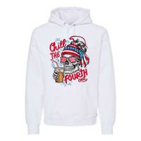 Chill The Fourth Out Patriotic Skull 4th Of July Premium Hoodie