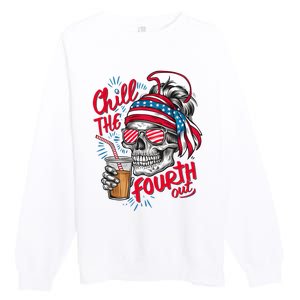 Chill The Fourth Out Patriotic Skull 4th Of July Premium Crewneck Sweatshirt