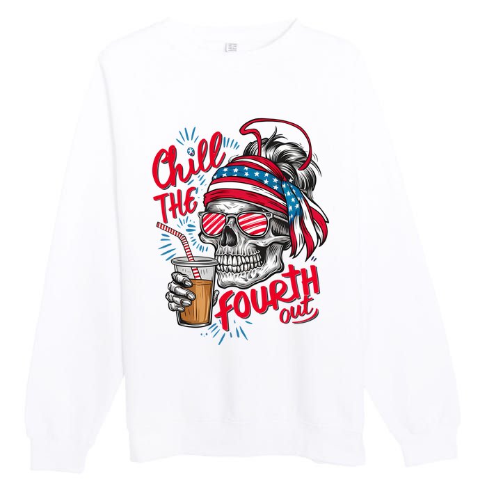 Chill The Fourth Out Patriotic Skull 4th Of July Premium Crewneck Sweatshirt