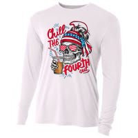 Chill The Fourth Out Patriotic Skull 4th Of July Cooling Performance Long Sleeve Crew