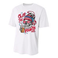 Chill The Fourth Out Patriotic Skull 4th Of July Performance Sprint T-Shirt