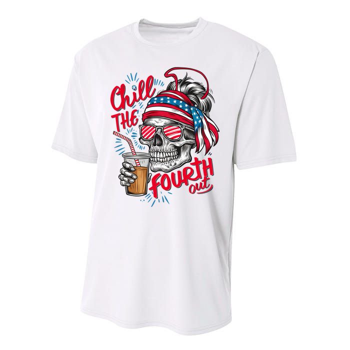 Chill The Fourth Out Patriotic Skull 4th Of July Performance Sprint T-Shirt