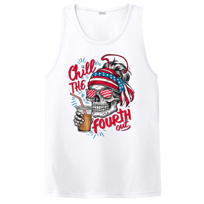 Chill The Fourth Out Patriotic Skull 4th Of July PosiCharge Competitor Tank