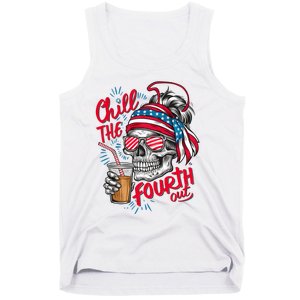 Chill The Fourth Out Patriotic Skull 4th Of July Tank Top