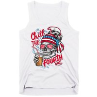 Chill The Fourth Out Patriotic Skull 4th Of July Tank Top