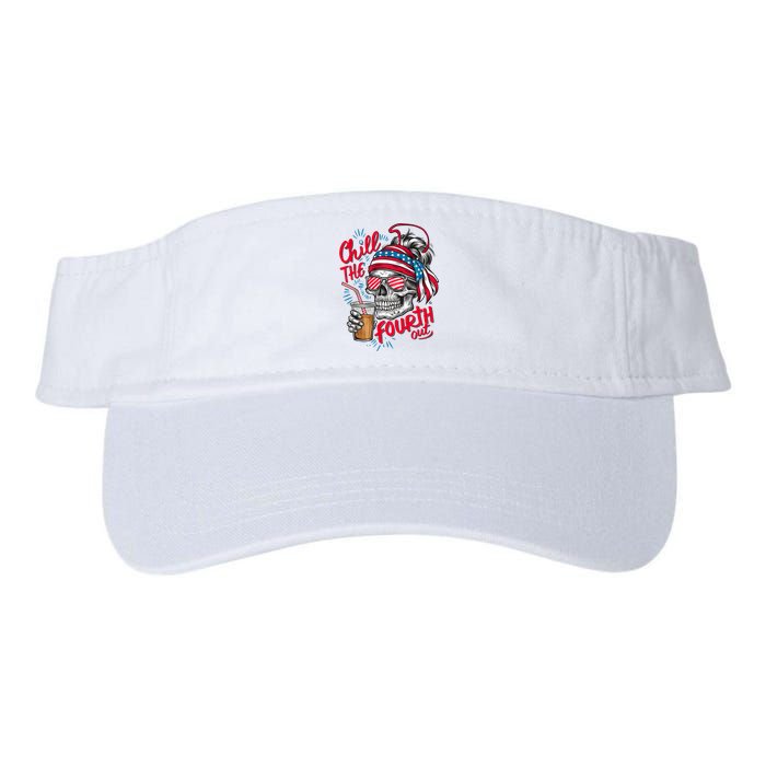 Chill The Fourth Out Patriotic Skull 4th Of July Valucap Bio-Washed Visor