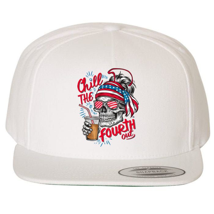 Chill The Fourth Out Patriotic Skull 4th Of July Wool Snapback Cap