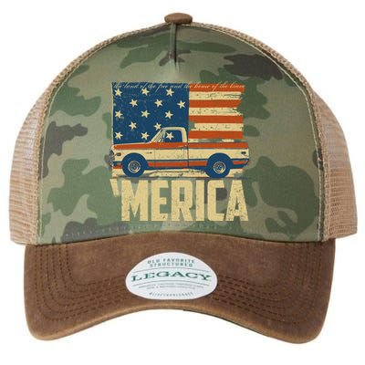 Classic Truck Funny Gift 'Merica American Flag With Pickup Truck Meaningful Gift Legacy Tie Dye Trucker Hat