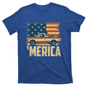 Classic Truck Funny Gift 'Merica American Flag With Pickup Truck Meaningful Gift T-Shirt