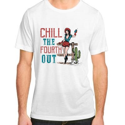 Chill The Fourth Out Retro Western Cowgirl Happy 4th Of July Adult ChromaSoft Performance T-Shirt