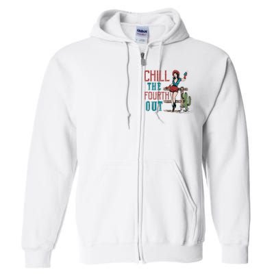 Chill The Fourth Out Retro Western Cowgirl Happy 4th Of July Full Zip Hoodie