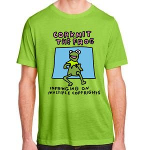 Corkmit The Frog Infringing On Multiple Copyrights Frog Meme Adult ChromaSoft Performance T-Shirt