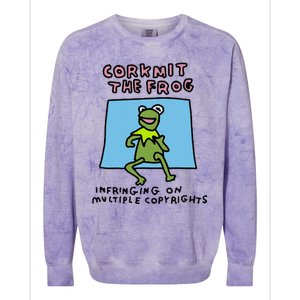 Corkmit The Frog Infringing On Multiple Copyrights Frog Meme Colorblast Crewneck Sweatshirt