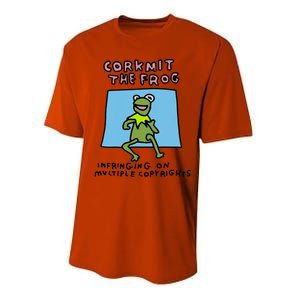 Corkmit The Frog Infringing On Multiple Copyrights Frog Meme Performance Sprint T-Shirt