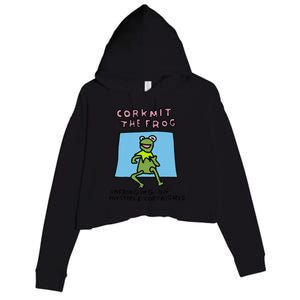 Corkmit The Frog Infringing On Multiple Copyrights Frog Meme Crop Fleece Hoodie