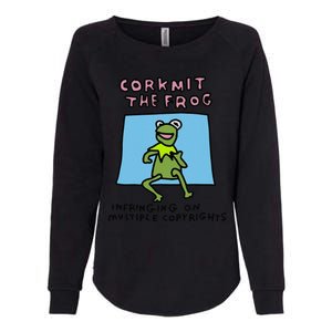 Corkmit The Frog Infringing On Multiple Copyrights Frog Meme Womens California Wash Sweatshirt