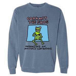 Corkmit The Frog Infringing On Multiple Copyrights Frog Meme Garment-Dyed Sweatshirt