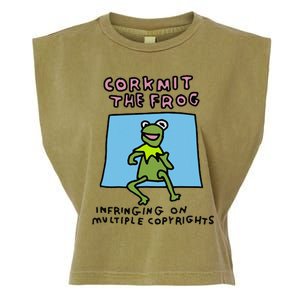 Corkmit The Frog Infringing On Multiple Copyrights Frog Meme Garment-Dyed Women's Muscle Tee