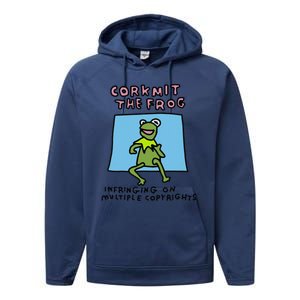 Corkmit The Frog Infringing On Multiple Copyrights Frog Meme Performance Fleece Hoodie