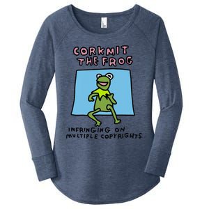 Corkmit The Frog Infringing On Multiple Copyrights Frog Meme Women's Perfect Tri Tunic Long Sleeve Shirt