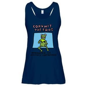 Corkmit The Frog Infringing On Multiple Copyrights Frog Meme Ladies Essential Flowy Tank