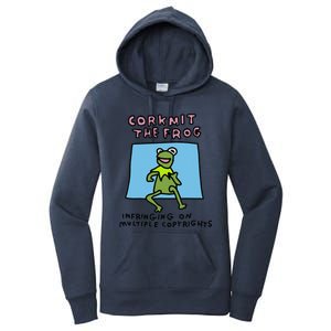 Corkmit The Frog Infringing On Multiple Copyrights Frog Meme Women's Pullover Hoodie