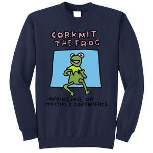 Corkmit The Frog Infringing On Multiple Copyrights Frog Meme Tall Sweatshirt