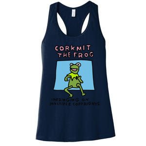 Corkmit The Frog Infringing On Multiple Copyrights Frog Meme Women's Racerback Tank