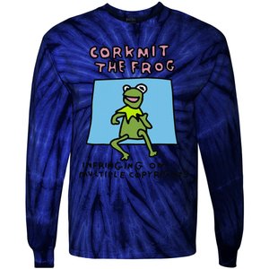 Corkmit The Frog Infringing On Multiple Copyrights Frog Meme Tie-Dye Long Sleeve Shirt