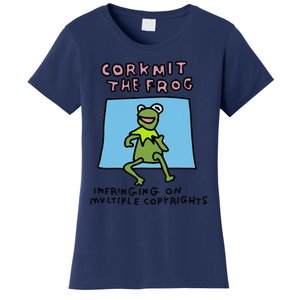 Corkmit The Frog Infringing On Multiple Copyrights Frog Meme Women's T-Shirt