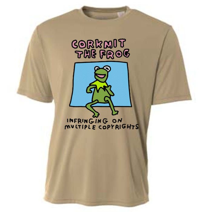 Corkmit The Frog Infringing On Multiple Copyrights Frog Meme Cooling Performance Crew T-Shirt