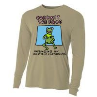 Corkmit The Frog Infringing On Multiple Copyrights Frog Meme Cooling Performance Long Sleeve Crew