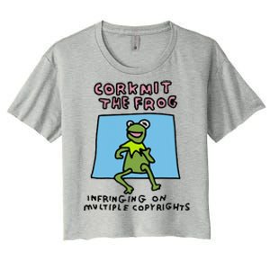 Corkmit The Frog Infringing On Multiple Copyrights Frog Meme Women's Crop Top Tee