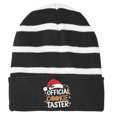 Cookie Tester Funny Christmas Taster Baking Crew Striped Beanie with Solid Band