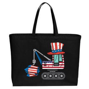 Crane Truck Firecrackers 4th Of July Baby Boy Cotton Canvas Jumbo Tote