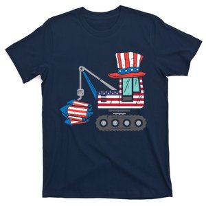 Crane Truck Firecrackers 4th Of July Baby Boy T-Shirt