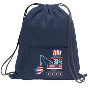 Crane Truck Firecrackers 4th Of July Baby Boy Sweatshirt Cinch Pack Bag