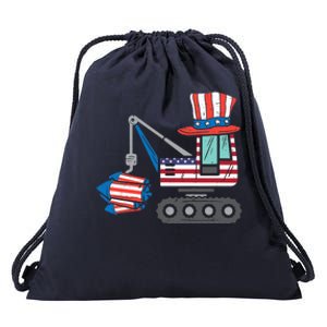 Crane Truck Firecrackers 4th Of July Baby Boy Drawstring Bag