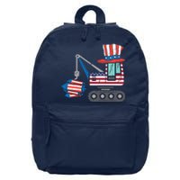 Crane Truck Firecrackers 4th Of July Baby Boy 16 in Basic Backpack