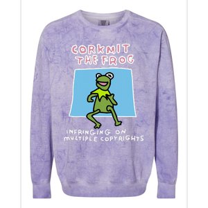 Corkmit The Frog Infringing On Multiple Copyrights Frog Meme Colorblast Crewneck Sweatshirt