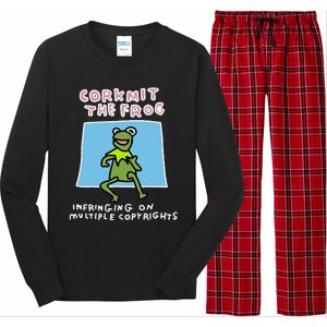 Corkmit The Frog Infringing On Multiple Copyrights Frog Meme Long Sleeve Pajama Set