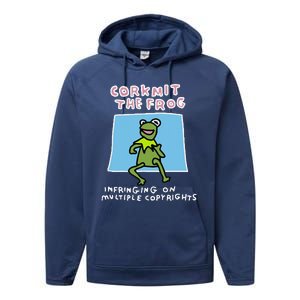 Corkmit The Frog Infringing On Multiple Copyrights Frog Meme Performance Fleece Hoodie