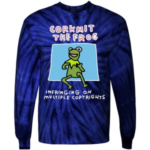 Corkmit The Frog Infringing On Multiple Copyrights Frog Meme Tie-Dye Long Sleeve Shirt