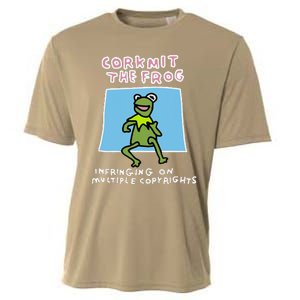 Corkmit The Frog Infringing On Multiple Copyrights Frog Meme Cooling Performance Crew T-Shirt