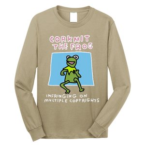 Corkmit The Frog Infringing On Multiple Copyrights Frog Meme Long Sleeve Shirt