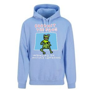 Corkmit The Frog Infringing On Multiple Copyrights Frog Meme Unisex Surf Hoodie