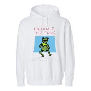 Corkmit The Frog Infringing On Multiple Copyrights Frog Meme Garment-Dyed Fleece Hoodie